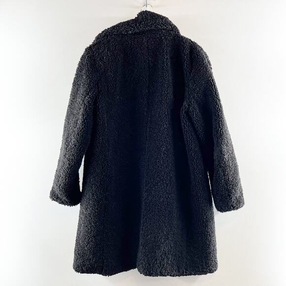 J. Crew Teddy Sherpa Topcoat Peacoat Mid Length Black Large - Picture 4 of 5
